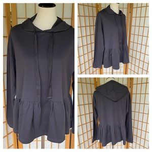 Listicle Charcoal Ruffle Hem Hoodie SZ M NWT